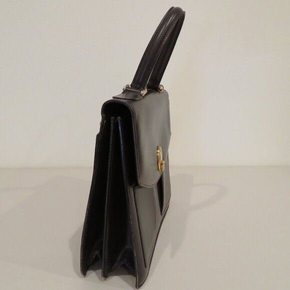 Vintage Handheld Satchel Wilkes Bashford Dark Brown Leather Purse Bag Top Handle - Picture 4 of 16